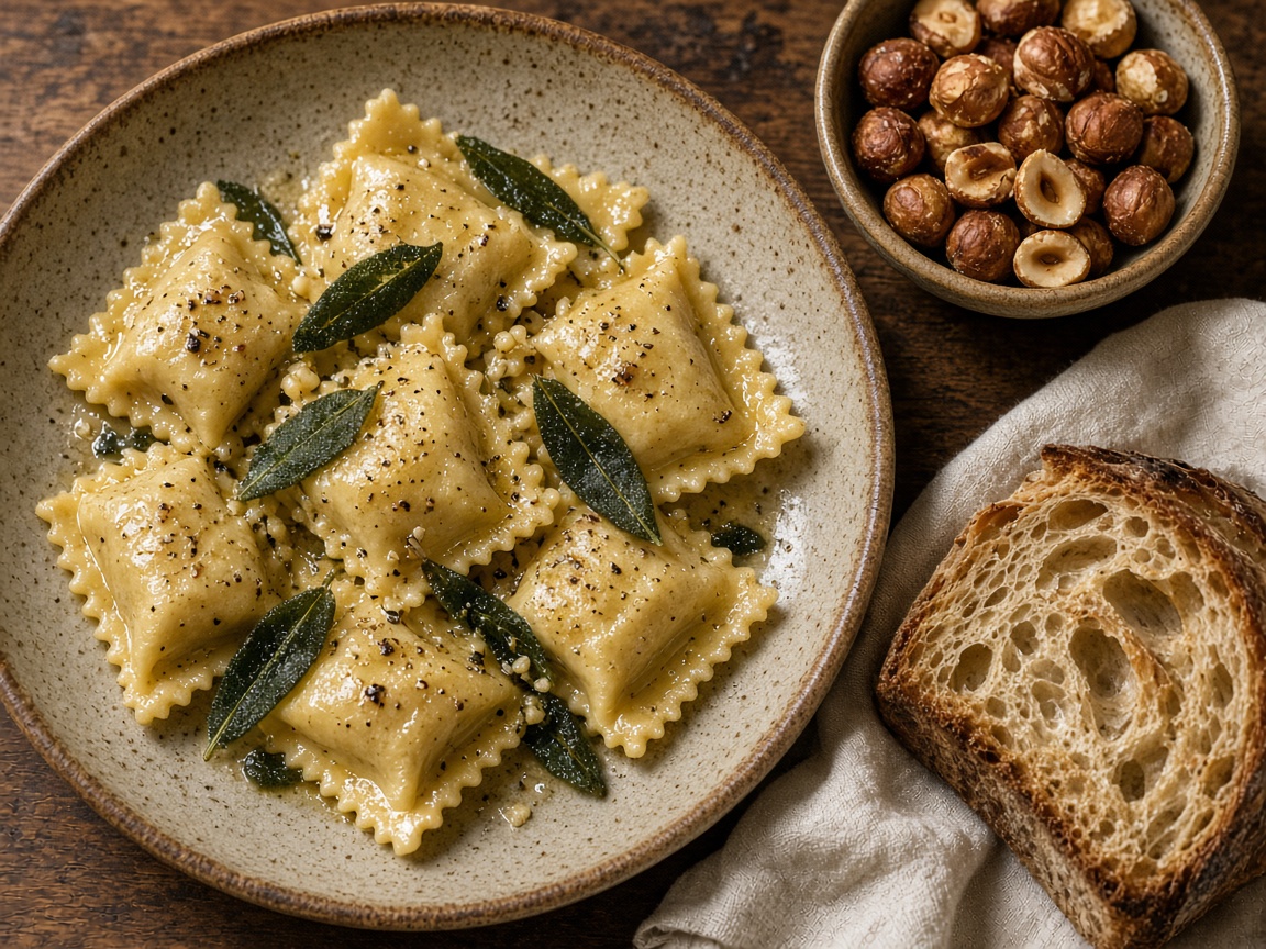 Tavola piemontese con pasta e nocciole
