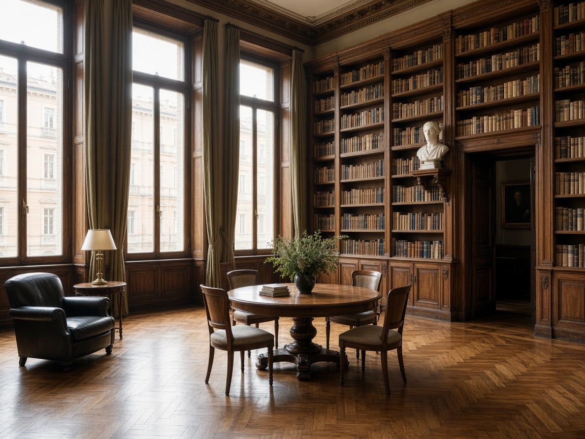 Sala di studio con librerie e luce naturale, ambiente di lavoro di Kercal